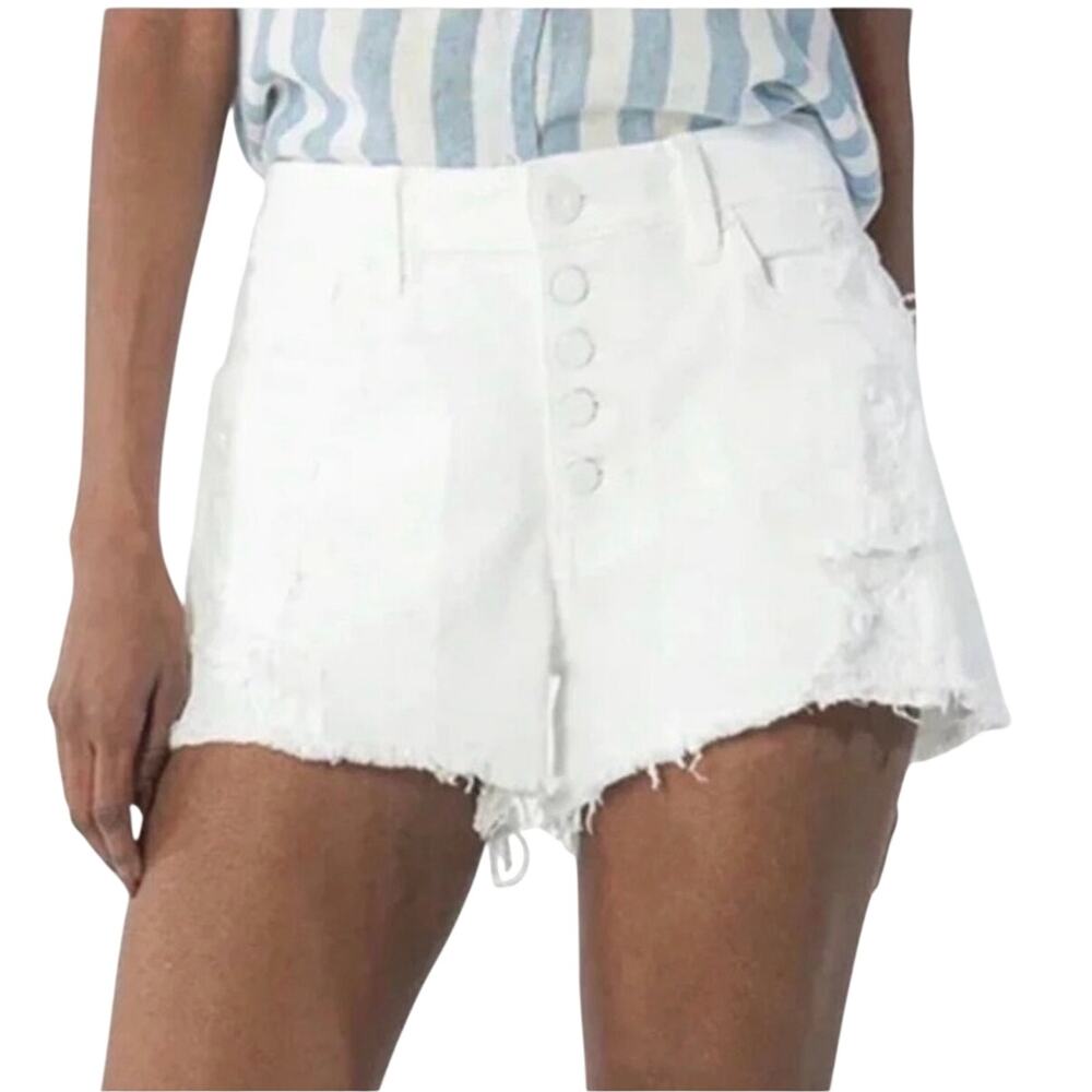 Kut from the Kloth white cutoff Jean shorts, button fly, distressed, Size 4